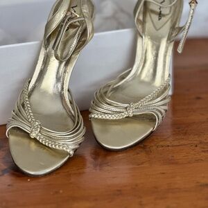 Elegant Gold Strappy Women's Heels